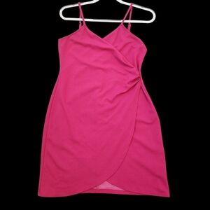 Vibrant Pink Sleeveless Wrap Dress